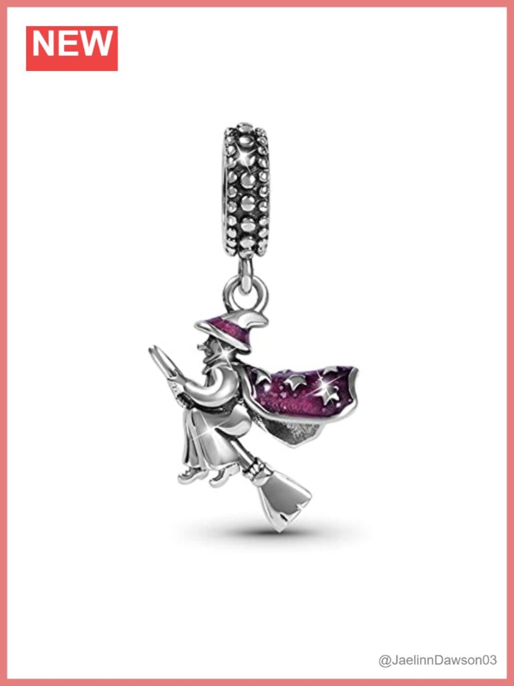 Sterling Silver Witch Pendant Dangle Charm Fit Bracelet Necklace